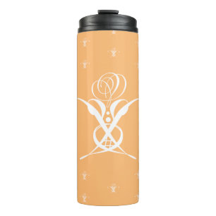 Termo Rosa de Flourish de color blanco retro Peach