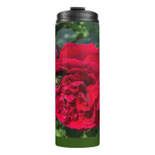 Termo Rosa de jardín rojo y insecto