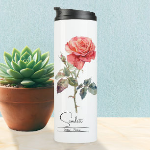 Termo Rosa de junio de la flor del mes del nacimiento