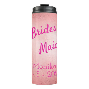 Termo Rosa de la dama de honor personalizada