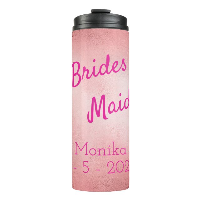 Termo Rosa de la dama de honor personalizada (Anverso)