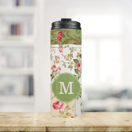 Termo Rosa de parches Monograma personalizado