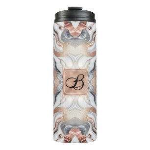 Termo Rosa Dorado Plateado y Mármol Blanco Femenino 