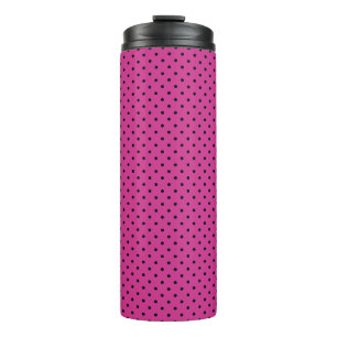 Termo Rosa elegante con puntos violeta y negro