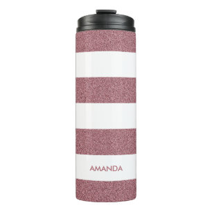 Termo Rosa Faux Gold Purpurina franja blanca añadir tu n