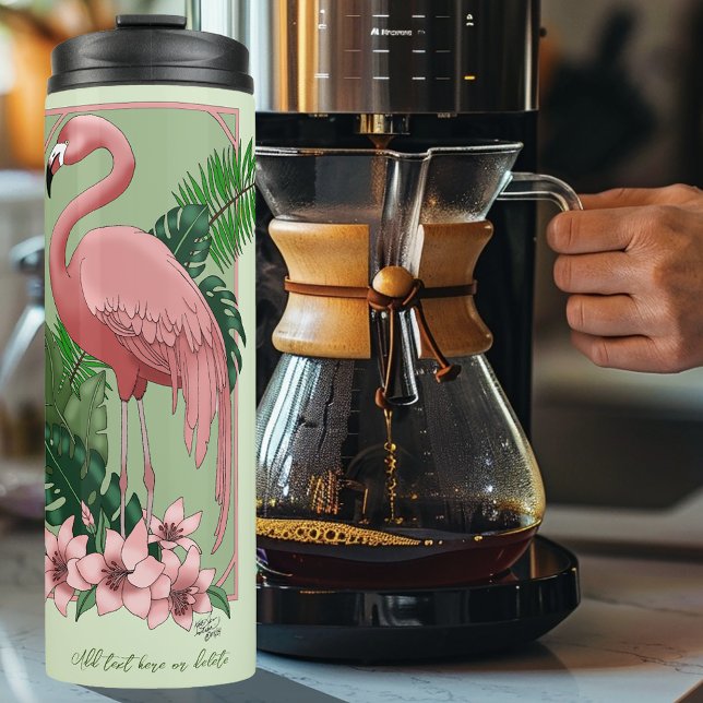 Termo Rosa Flamingo Green Leaves Lily (Subido por el creador)