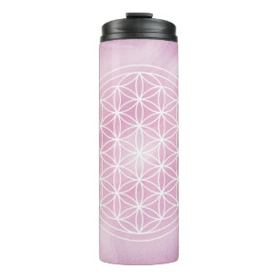 Termo rosa, flor de la vida, geométrico sagrado