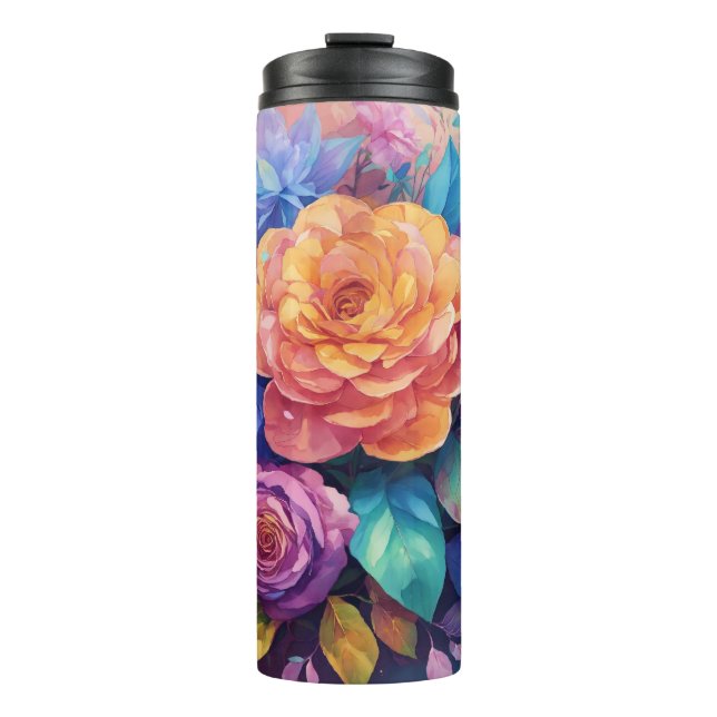 Termo Rosa floral Diseño Termal Tumbler (Anverso)