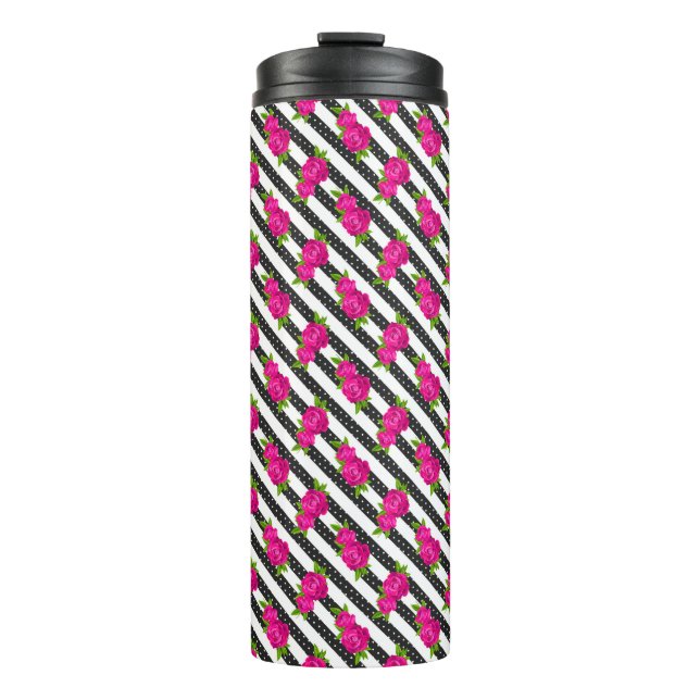 Termo Rosa floral en franjas verticales (Anverso)