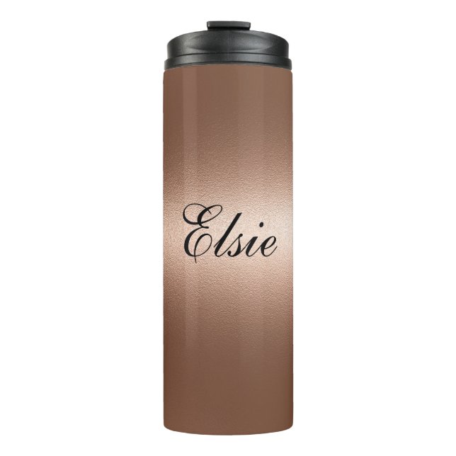 Termo Rosa marrón minimalista Monograma Tumbler térmico (Anverso)