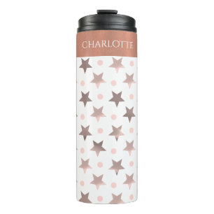 Termo Rosa Oro Estrellas Personalizado Tumbler térmico