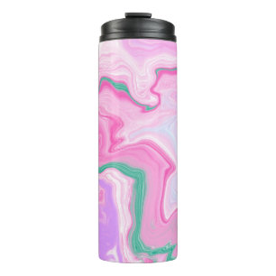 Termo Rosa, Púrpura, Mint Green Marble Art