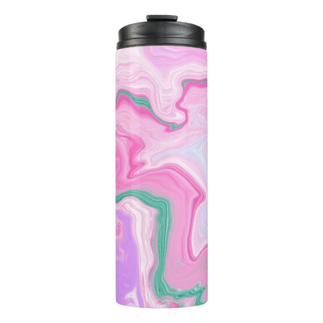 Termo Rosa, Púrpura, Mint Green Marble Art (Anverso)