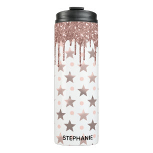 Termo Rosa Purpurina de goteo de oro Tumbler térmico