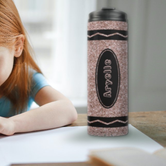 Termo Rosa Purpurina de oro Crayon Nombre personalizado  (Subido por el creador)