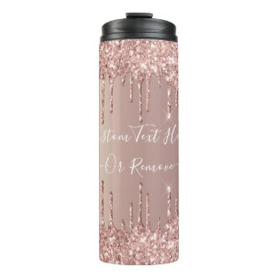 Termo Rosa Purpurina dorado Tumbler térmico con texto Pe