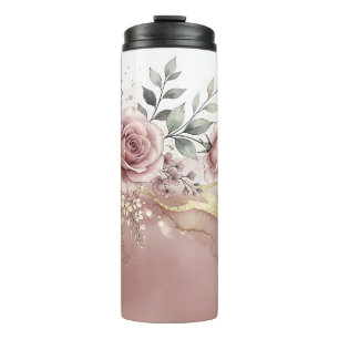 Termo Rosa Rubor Floral Oro
