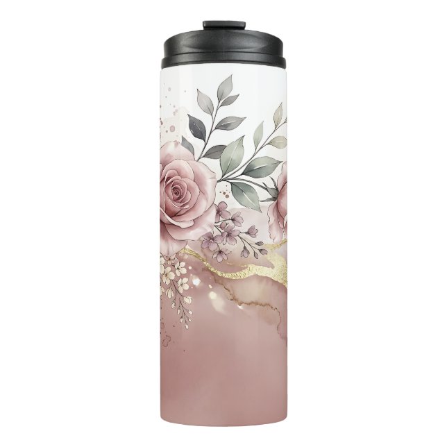 Termo Rosa Rubor Floral Oro (Anverso)