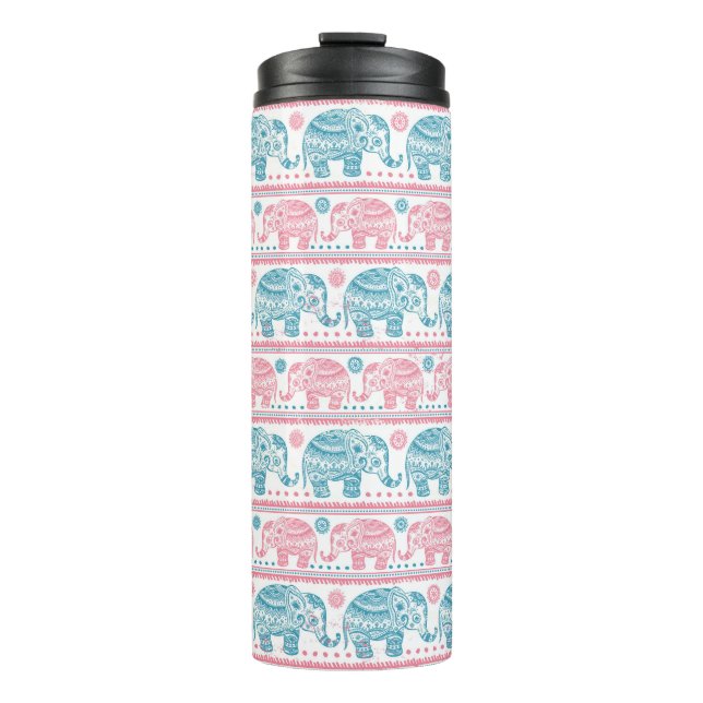 Termo Rosa y modelo étnico verde azulado del elefante (Anverso)