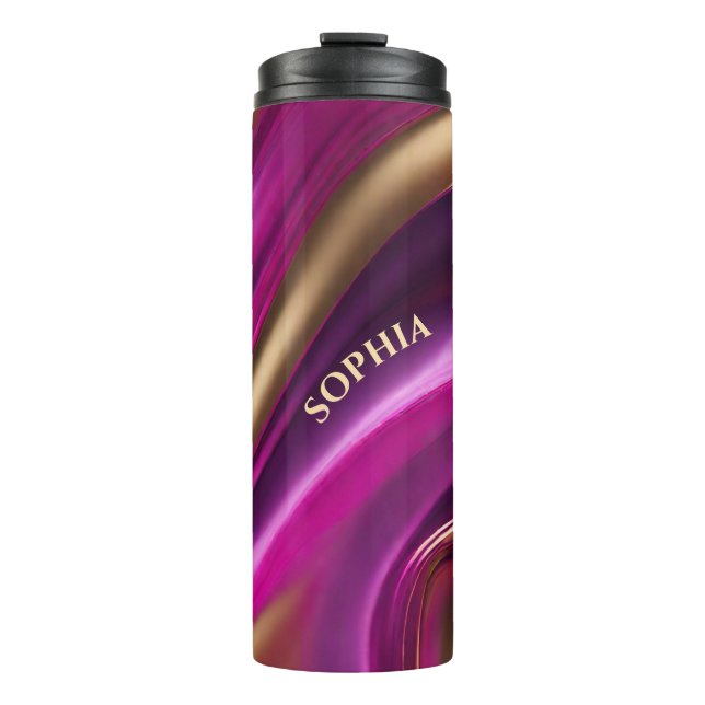 Termo Rosa y oro modernos y morados (Anverso)