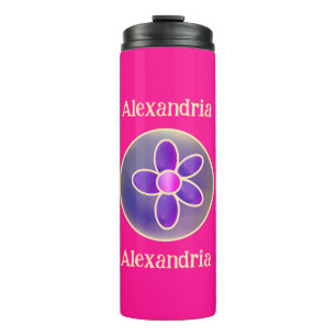 Termo Rosado caliente floral personalizado