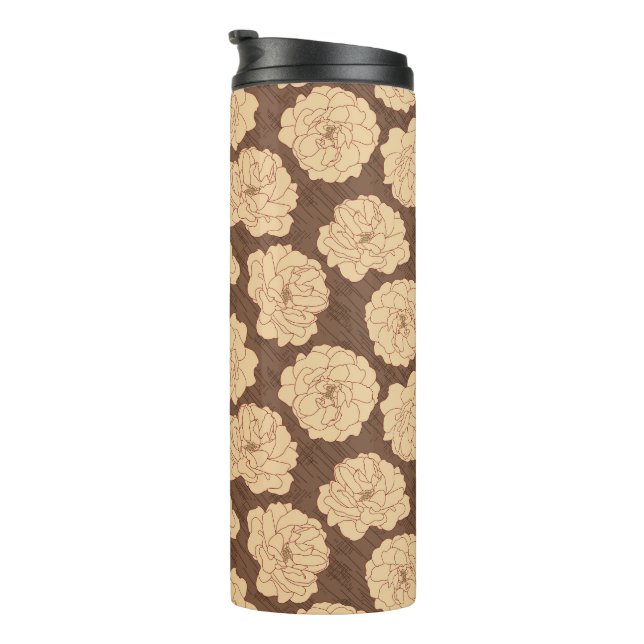 Termo Rosas barrocos de nogal marrón - sin costuras. (Rotado hacia la derecha)