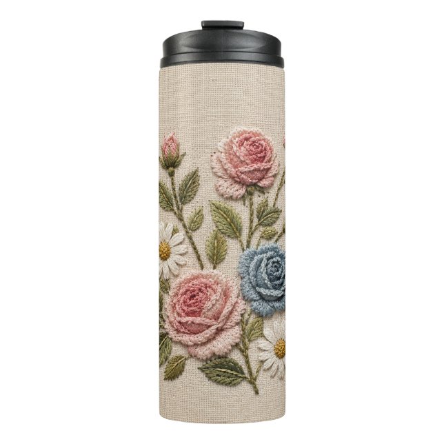 Termo Rosas bordadas Blush & Blue (Anverso)