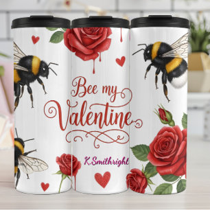 Termo Rosas Corazones Abeja Mi San Valentín