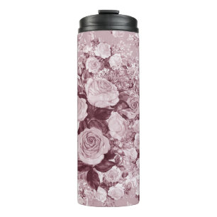 Termo Rosas de té: Patrón de Bouquet acuarela.