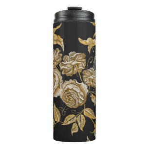 Termo Rosas dorados: Patrón de Bordados de época