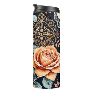 Termo Rosas florales elegantes imprimen Tumbler térmico