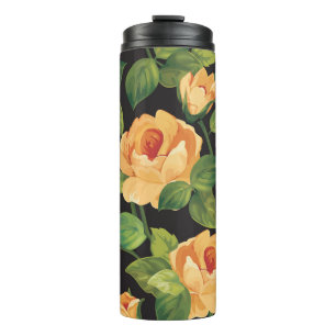 Termo Rosas, patrón floral sin fisuras.