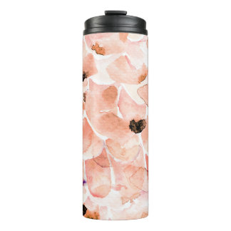 Termo Rosas, peones y hojas, patrón de acuarela.