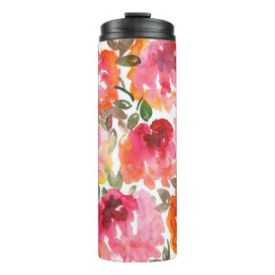 Termo rosas rojas de Shabby, patrón sin costuras.