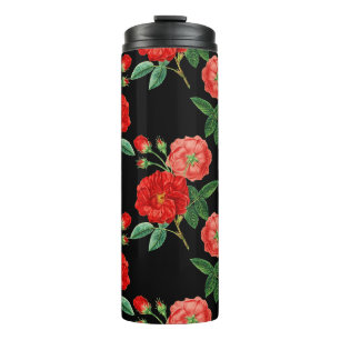 Termo Rosas Rojas, Fondo Negro,