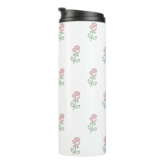 Termo Rosas rojas, patrón de rosas, flores (Rotado hacia la derecha)