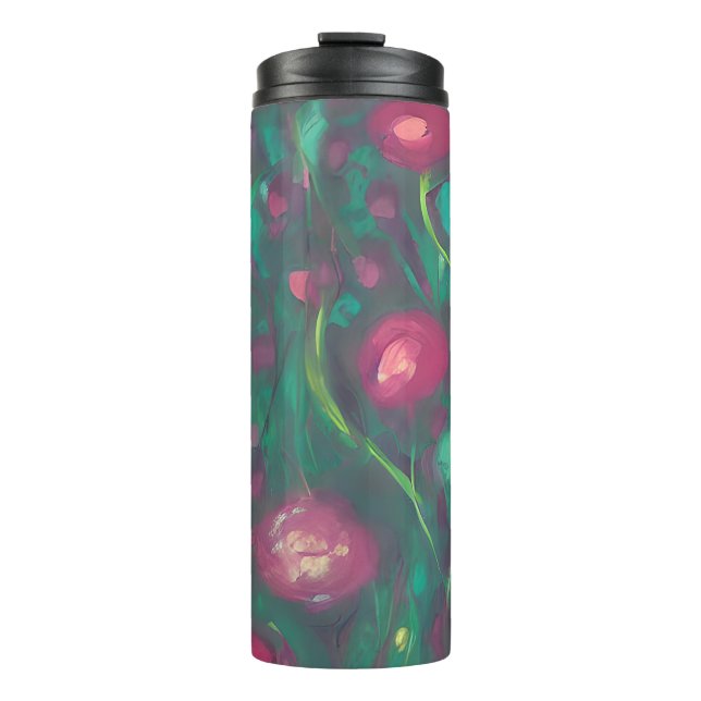 Termo Rosas rojas silenciadas abstractas  (Anverso)