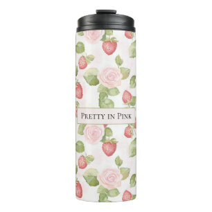 Termo Rosas rosadas fresas Personalizado