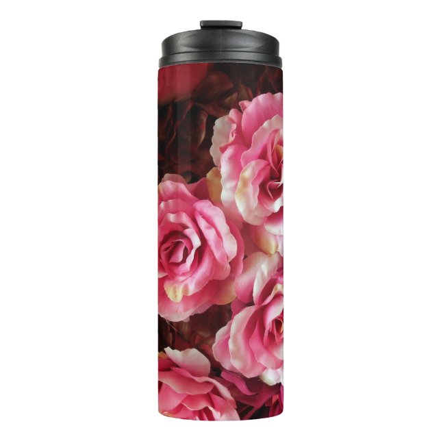 Termo rosas rosas rojas: fondo de tela. (Anverso)