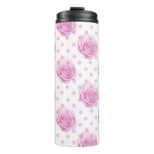 Termo Rosas rosas rosas y puntos de polka