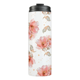 Termo Rosas rosas y hojas rosas