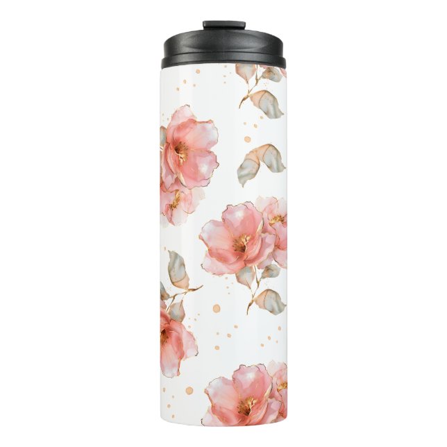 Termo Rosas rosas y hojas rosas (Anverso)