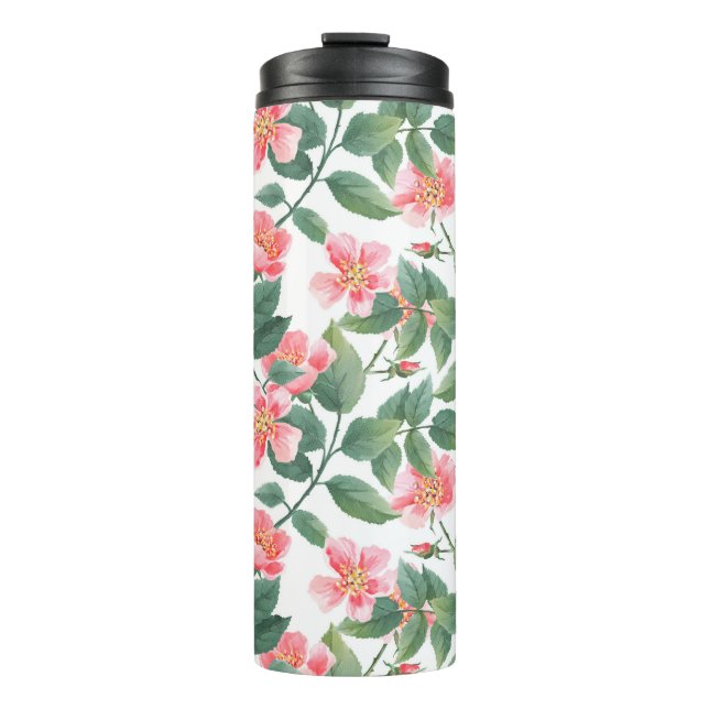 Termo Rosas silvestres acuardan un patrón transparente.  (Anverso)