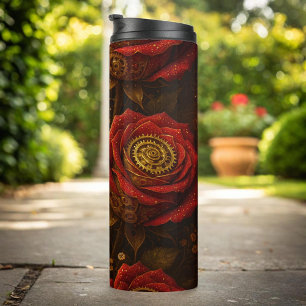 Termo Rosas Steampunk de Lujo Románticas Engranajes de O