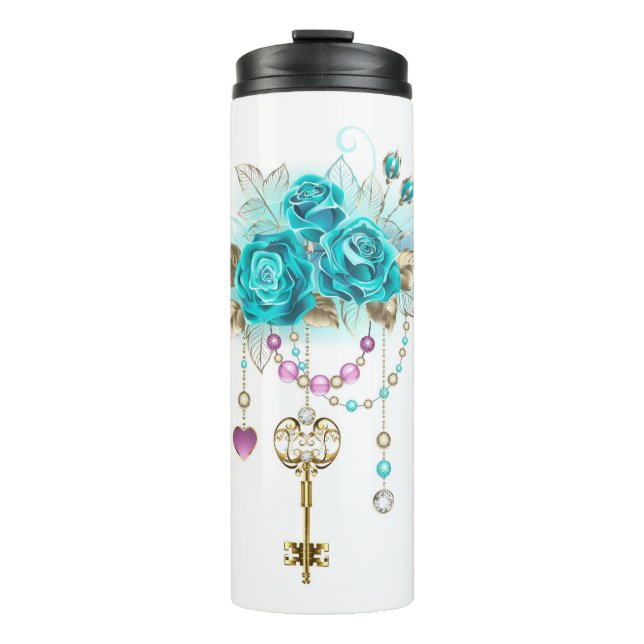Termo Rosas turquesas con llaves (Anverso)