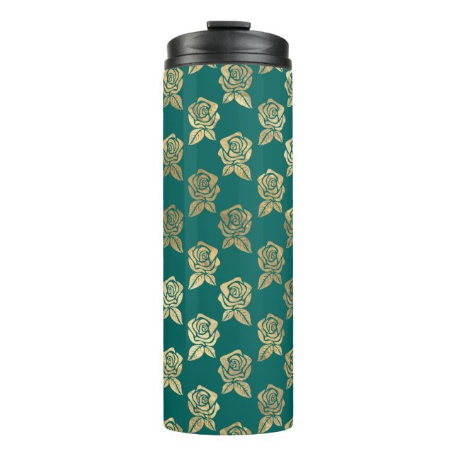 Termo Rosas verde azulados y de oro (Anverso)