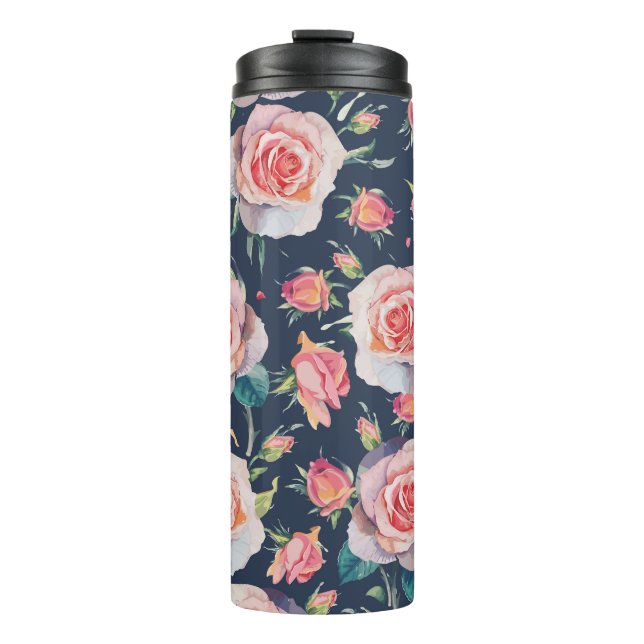 Termo Rosas y Rosebuds: Floral Seamless. (Anverso)