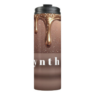 Termo Rose Gold Glitter Drip Custom name
