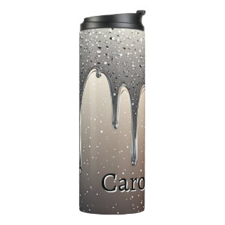 Termo Rose Gold Glitter Drip Custom name