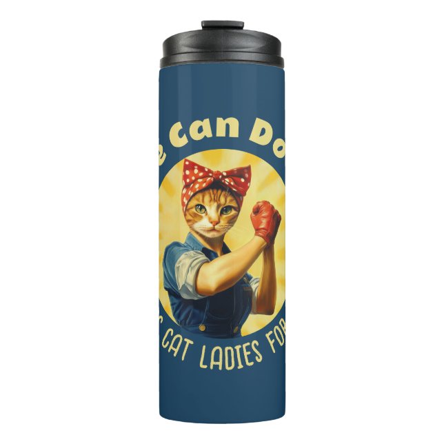 Termo Rosie The Riveter Cat Ladies Para Kamala Harris (Anverso)